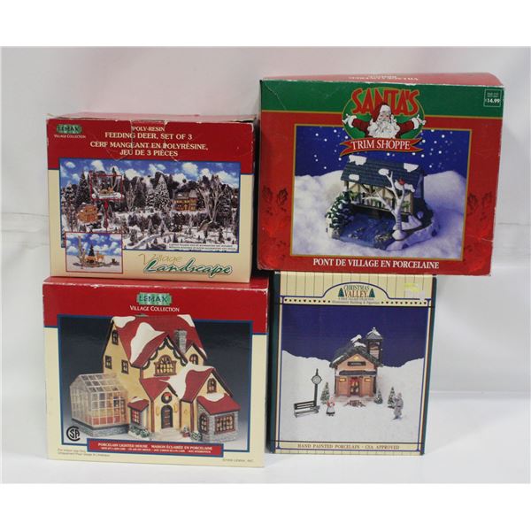 LOT OF 4 LEMAX VINTAGE VILLAGE HOUSES IN BOX