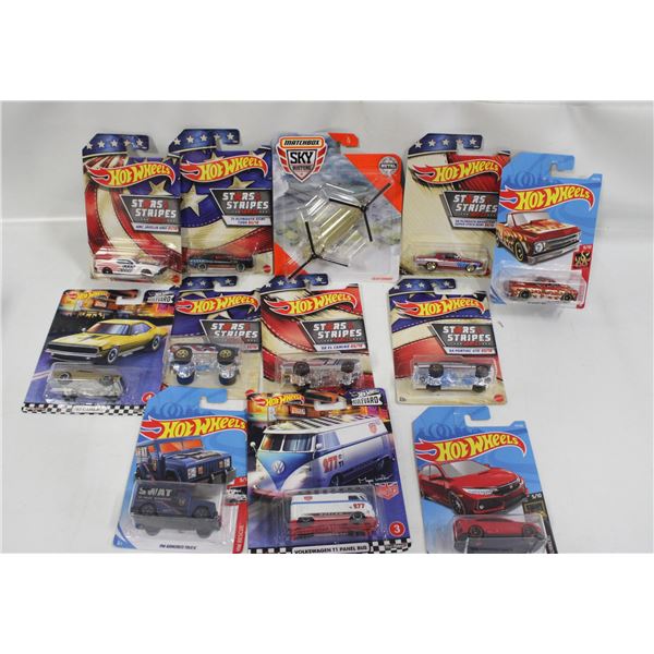 FLAT OF HOTWHEELS+MATCHBOX DIECASTS