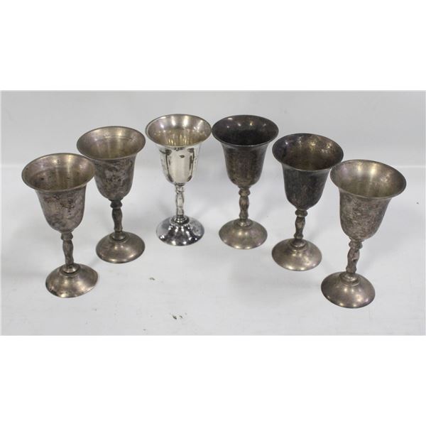 6 MATCHING HBC E.P.BRASS MINI CHALACES