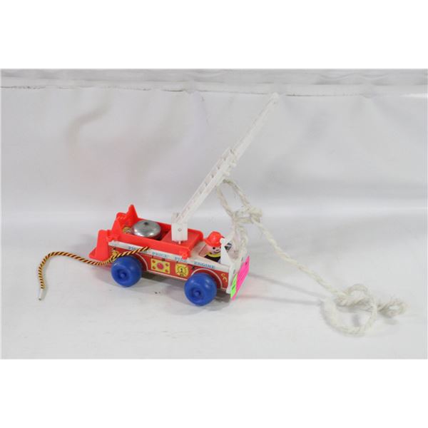 VINTAGE FISHER PRICE FIRE TRUCK WOOD TOY WITH BELL