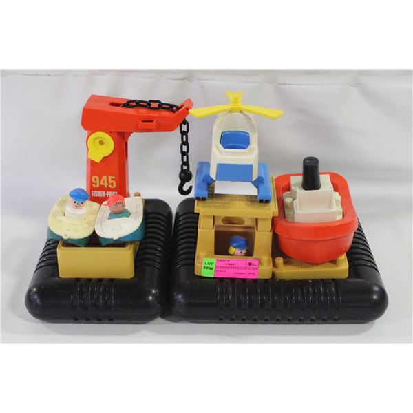 VINTAGE FISHER PRICE CARGO SHIP WITH EXTRAS