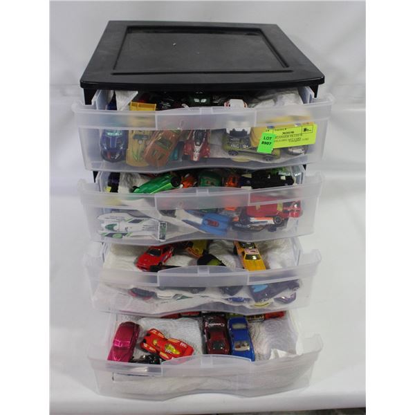 4 TIER ORGANIZER FILLED W. HOTWHEELS DIECAST CARS