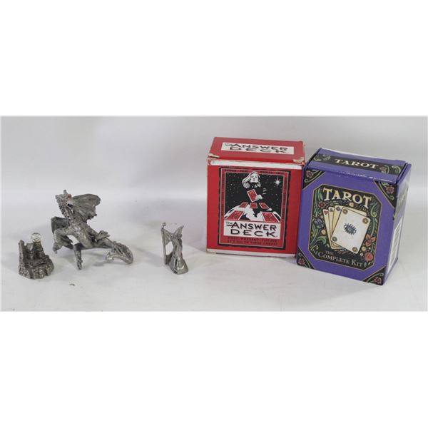 PEWTER DRAGON + WIZARD COLLECTABLES +