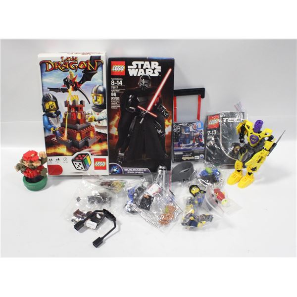 BOX OF ASSORTED LEGOS/MEGA BLOX