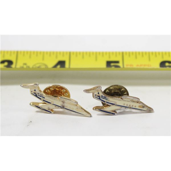 2 VINTAGE SOLAR AVIATION JET LAPEL PIN S