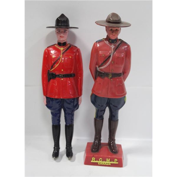 2 VINTAGE RELIABLE TOY CO PLASTIC FIGURES OF RCMP