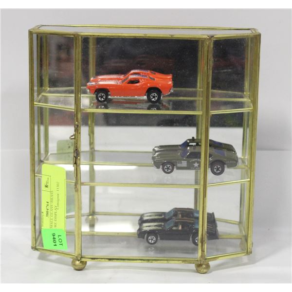 3 TIER SMALL GLASS+BRASS MINIATURE DISPLAY