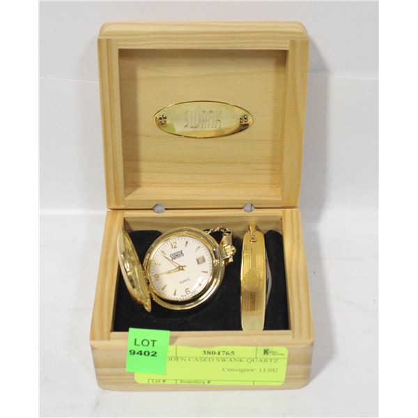 WOODEN CASED SWANK QUARTZ