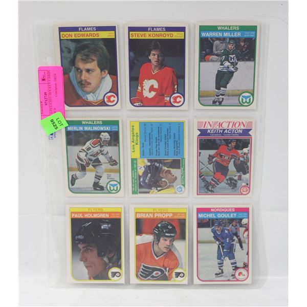 1982-83 O-PEE-CHEE HOCKEY CARDS SHEET OF 9