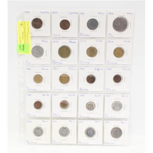 SHEET OF VINTAGE EUROPE COINS - INCLUDES CYPRESS,