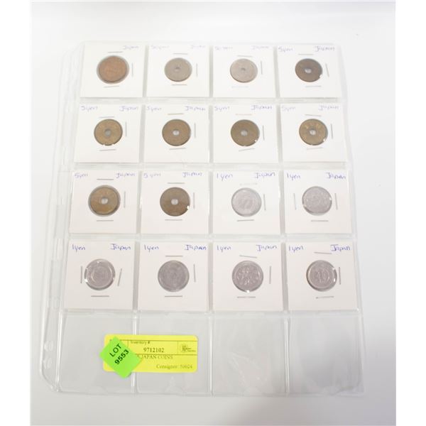 16 VINTAGE JAPAN COINS