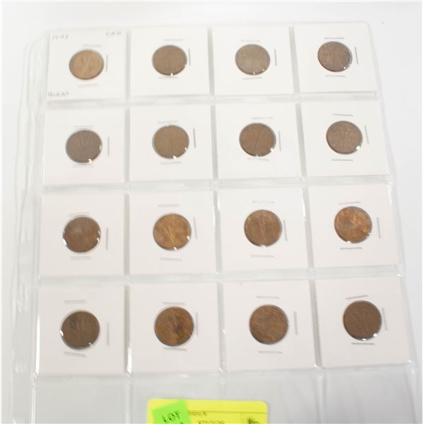 1943 CANADA 5 CENT COINS - TOTAL 16