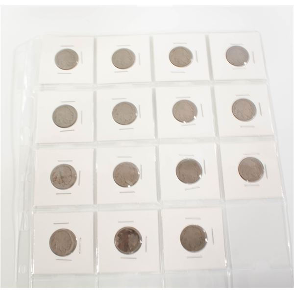 SHEET OF 15 NO DATE AMERICAN BUFFALO HEAD NICKEL