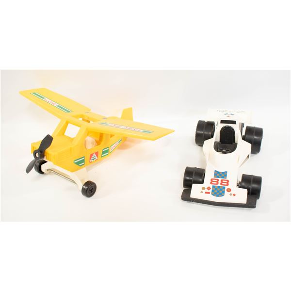VINTAGE FISHER-PRICE TOY AIRPLANE + RACECAR