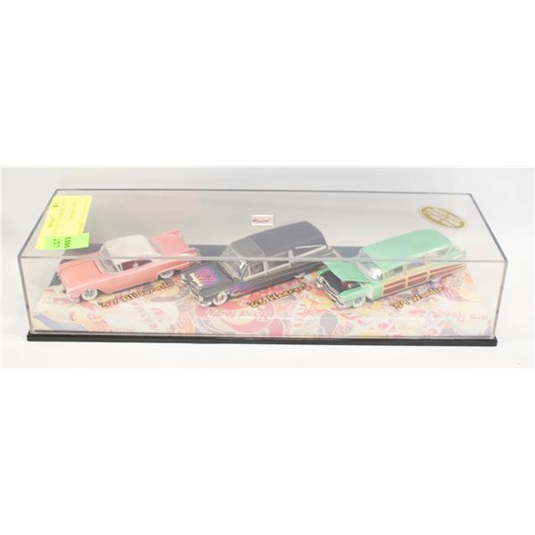 3 HOTWHEELS '57 ELDORADO, '63 HEARSE &