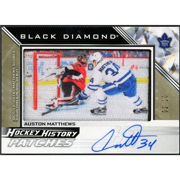 2025-26 Upper Deck Black Diamond Auston Matthews Hockey History Patch Auto #02/10