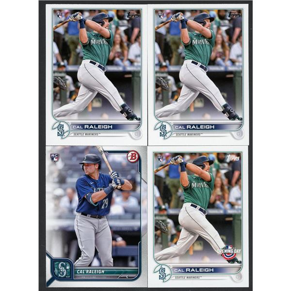 4x 2022 Cal Raleigh rookie card lot including Opening Day SSP