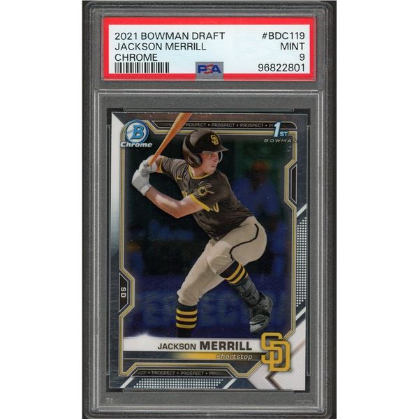 2021 Bowman Draft Jackson Merrill Chrome 1st RC - PSA 9