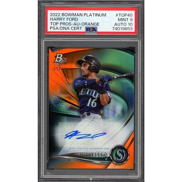 2022 Bowman Platinum Harry Ford Top Prospects auto orange #9/25 - PSA 9/auto 10