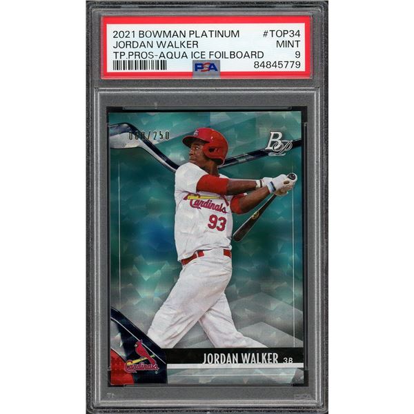2021 Bowman Platinum Jordan Walker Aqua Ice Foil #60/250 - PSA 9