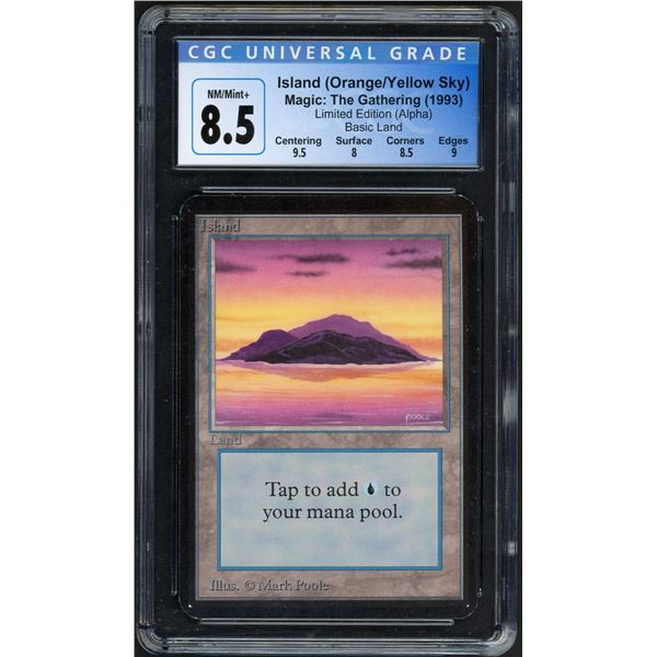 1993 Magic the Gathering Island (Orange/Yellow Sky) Alpha edition - CGC 8.5