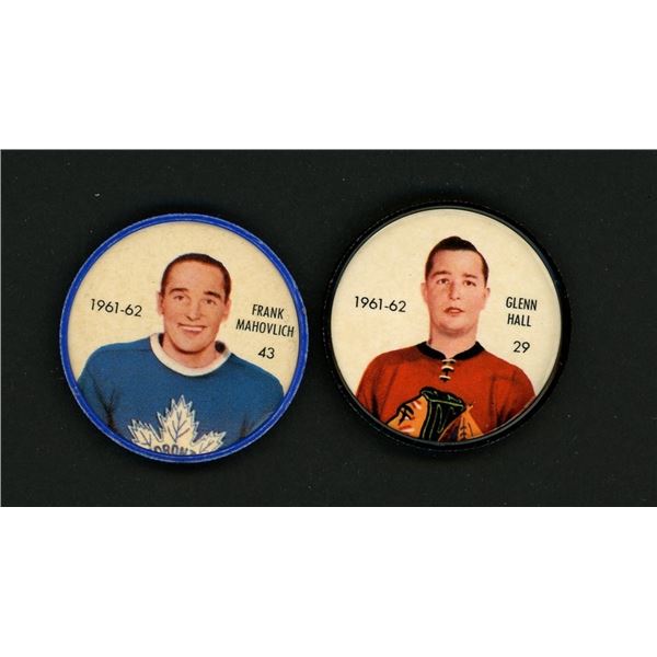 Lot of 2 x 1961-62 Shirriff/Salada Hockey Coins (HOFers)