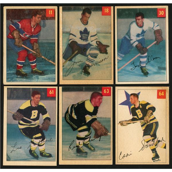 Lot of 12 x 1954-55 Parkhurst Hockey Cards - Lucky Premium backs
