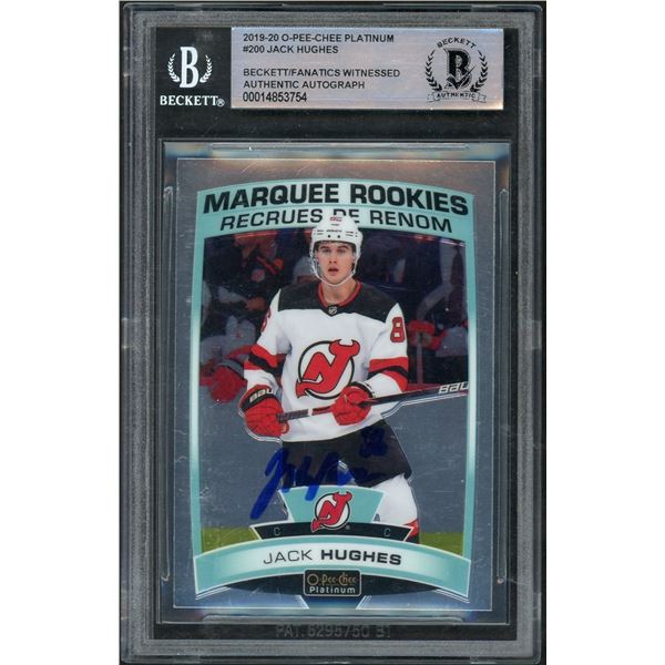 2019-20 OPC Platinum Jack Hughes Rookie in person Autograph - BGS Authentic