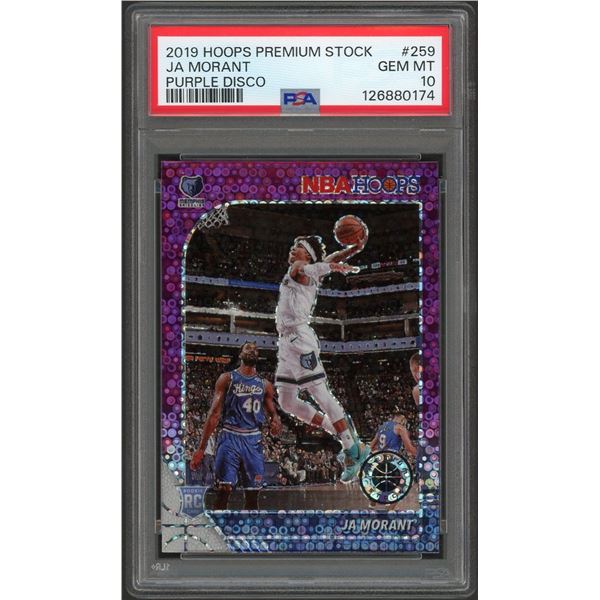 2019 Hoops Premium Stock Ja Morant Purple Disco RC - PSA 10