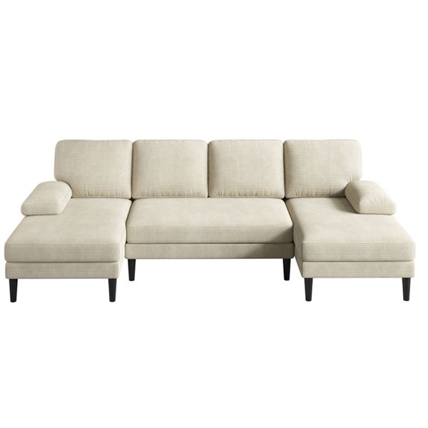 White U Shape Sofa with Double Chaise Lounge for Living Room - SKU: USACOPN1088121-1 -