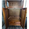 Image 3 : Wooden Armoire With Louvered Doors and Drawer