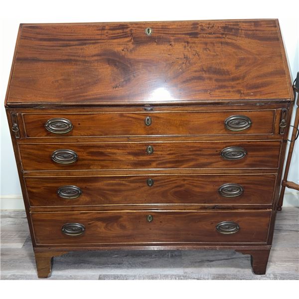 Mahogany Drop-Front Secretary Desk w/Brass Pulls