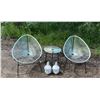 Image 1 : Outdoor Bistro Set w/ 2 Acapulco-Style Chairs, Table & Ceramic Buddha Heads
