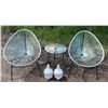 Image 2 : Outdoor Bistro Set w/ 2 Acapulco-Style Chairs, Table & Ceramic Buddha Heads