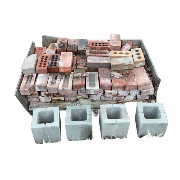 Red Clay Bricks and 4 Concrete Cinder Blocks