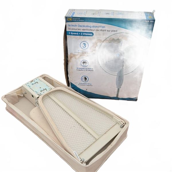 Folding Ironing Board with 16-Inch Oscillating Stand Fan