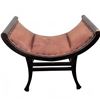 Image 1 : Curved Wood and Leather X-Frame Bench