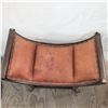 Image 4 : Curved Wood and Leather X-Frame Bench