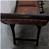Image 6 : Curved Wood and Leather X-Frame Bench