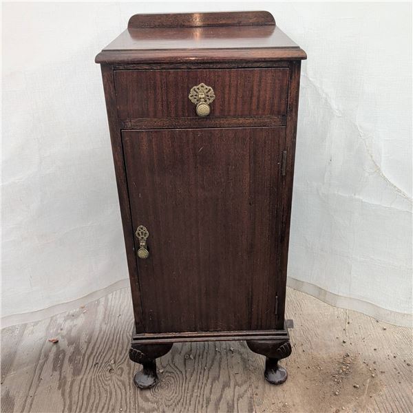 Wooden Side Cabinet w/ Drawer, Cabinet & Brass Pulls