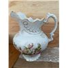 Image 4 : Porcelain Floral Pitcher and Wash Basin Set with Gold Trim 13” tall