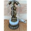 Image 4 : Crystal and Metal Table Lamp with Cherub and Marble Base 21 inches tall