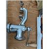 Image 4 : Kitchen Lot with Hand Grinder, Flat Iron, Knife Set, and Painted Chest