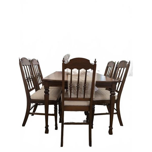 Wooden Dining Table with Six Chairs, 38 x 52 x 29 Inches