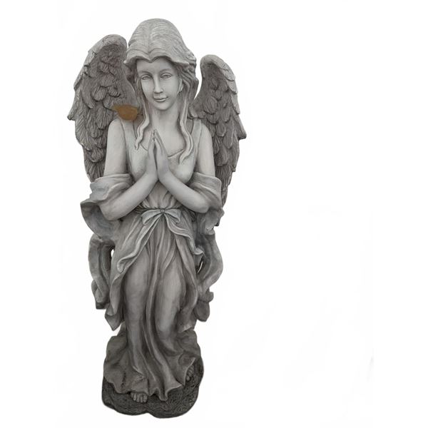 Cast Concrete Garden Angel Statue with Folded Hands 52”tall