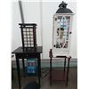Image 2 : White Display Cabinet with Stained Glass Panels on 23-Inch Mahogany Table