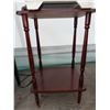 Image 4 : White Display Cabinet with Stained Glass Panels on 23-Inch Mahogany Table