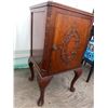 Image 2 : Wood Cabinet with Carved Door Panel and Cabriole Legs, 17 x 15 x 31 Inches