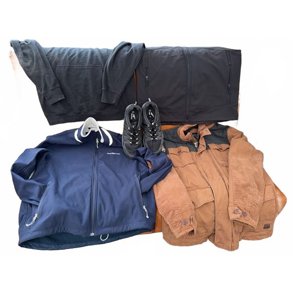Jacket, Sweatshirt, Vest, and Shoe Lot Featuring Henri Lloyd and Heartland Constructors