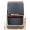 Image 5 : Brass Fireplace Tool Set, Bellows, and Leather Storage Ottoman